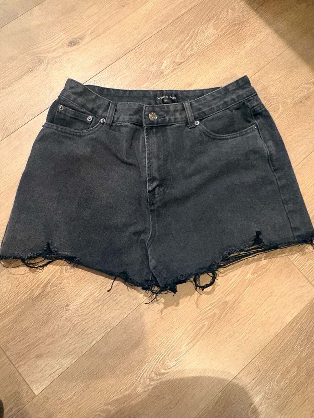 White Fox Distressed Black Denim Cutoff Shorts Size XL